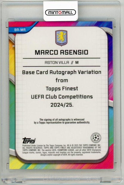 2024-25 Topps Finest UEFA Club Competitions Marco Asensio Autographs Purple Refractor Parallels 49/299 Aston Villa