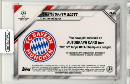 2021-22 Topps Chrome UEFA Champions League Christopher Scott AutographsCA-CS FC Bayern Munchen
