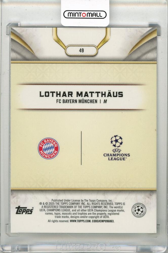 2024-25 TOPPS Reverence UEFA Club Competitions Lothar Matthaus Green #4913/99 FC Bayern Munchen
