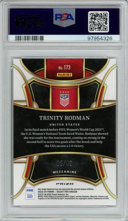2023-24 Panini Select FIFA Trinity Rodman Base/Mezzanine/Orange Parallels/#17322/49PSA9 United States