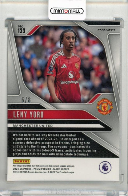 2024-25 PANINI Prizm English Premier League Leny Yoro Prizms Plum Blossom #1336/8 Manchester United