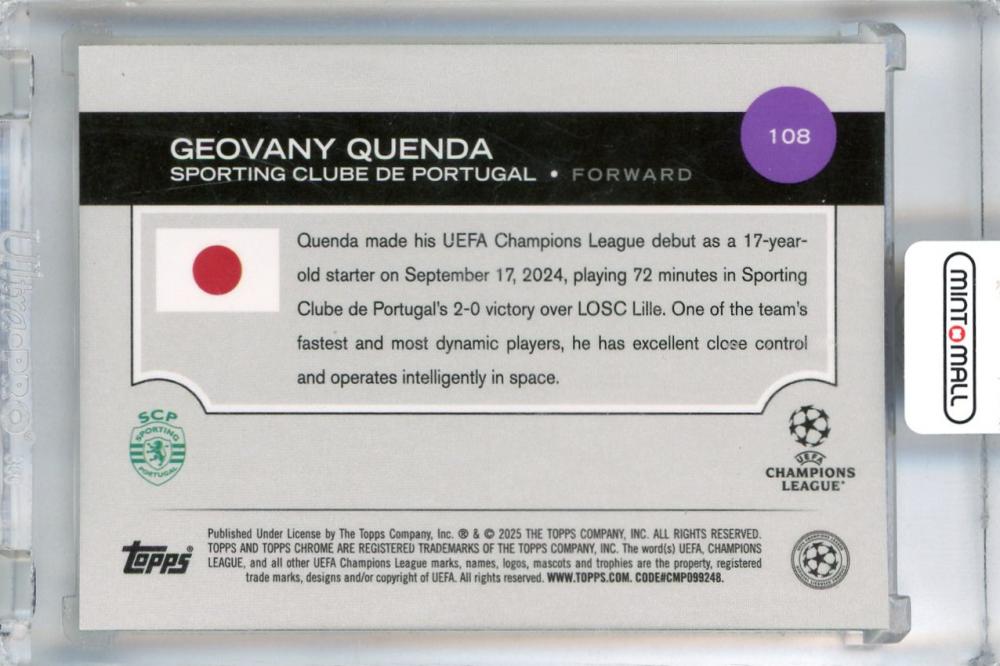 2024-25 Topps Uefa Japan Edition Geovany Quenda Gold Mojo #108 RC28/50 Sporting Clube de Portugal