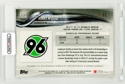 2018-19 TOPPS Chrome Bundesliga Autograph Gold Refractor card of Bobby Wood serial numbered 35/50 from Hannover 96