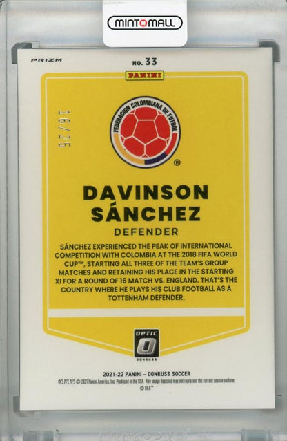 2021-22 Donruss Soccer Road to Qatar Colombia Davinson Sanchez Base Optic Black Velocity card number 16 out of 25