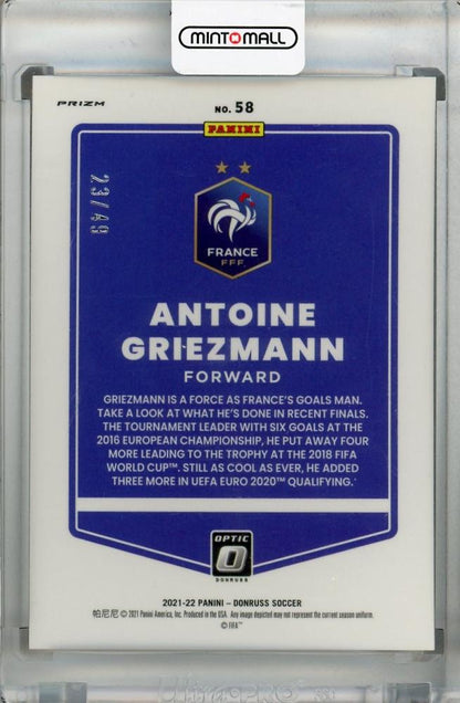 2021-22 Donruss Soccer Road to Qatar Antoine Griezmann Base Optic Orange Velocity parallel card numbered 23 of 49