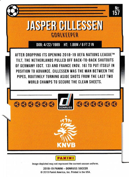 2018-19 Donruss Netherlands Jasper Cillessen Base Gold Die-Cuts parallel card numbered 07 out of 10