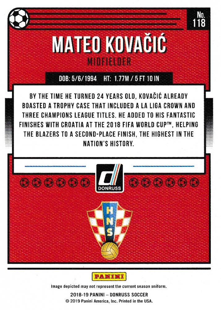 2018-19 Donruss Croatia Mateo Kovacic Base Canvas Parallel Edition serial 02/25 trading card