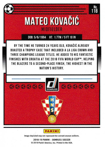 2018-19 Donruss Croatia Mateo Kovacic Base Canvas Parallel Edition serial 02/25 trading card