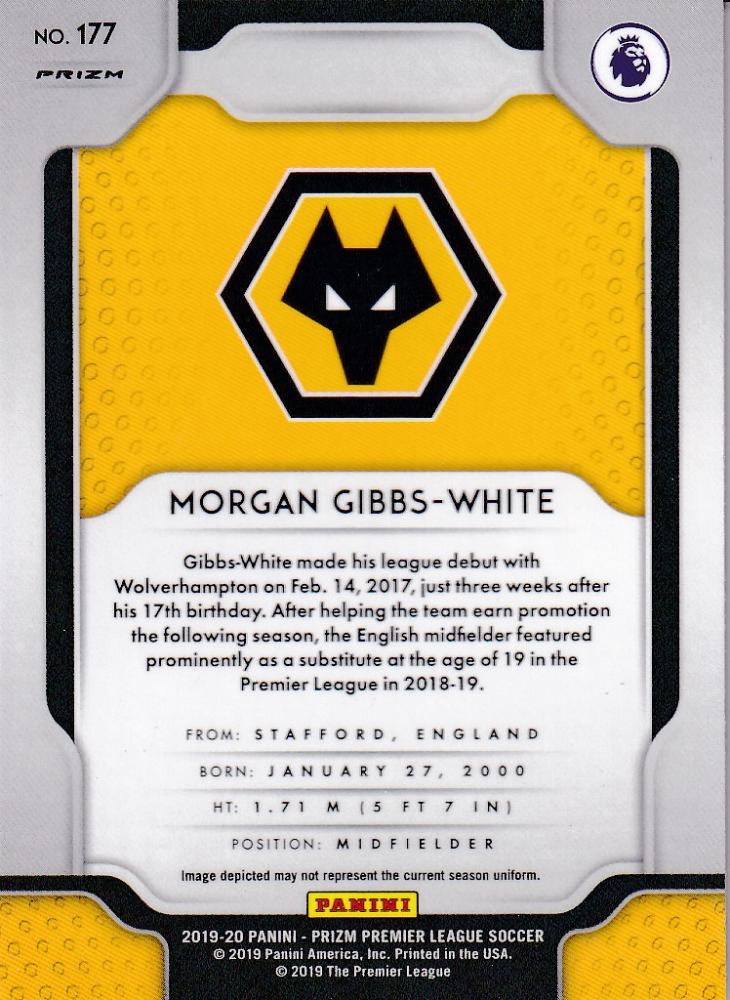 2019-20 Panini Prizm Premier League Morgan Gibbs-White base Silver parallel trading card