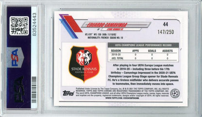 2020-21 TOPPS Chrome UEFA Champions League Eduardo Camavinga Purple Refractors #44 147/250 PSA8 Stade Rennais F.C