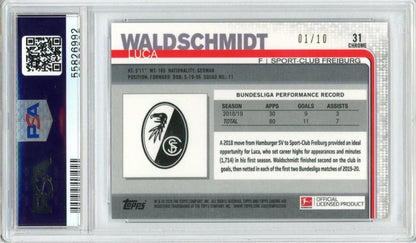 2019-20 TOPPS Chrome Bundesliga Luca Waldschmidt Red Refractors #311st No. 01/10 SC FreiburgPSA9