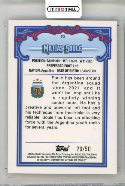 2023 TOPPS Argentina Fileteado Matias Soule Pink #32 / Bowman Estrellas20/50