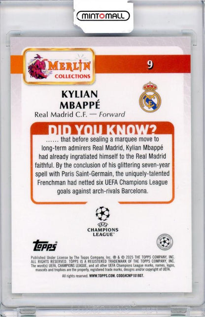 2025 TOPPS MERLIN Kylian Mbappe #9 Real Madrid