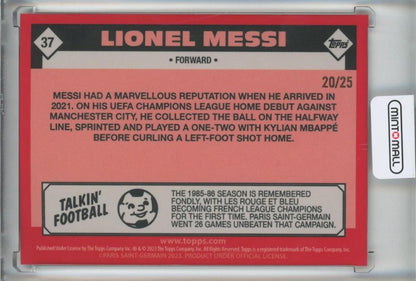 2022-23 Topps Paris Saint-Germain Team Set Lionel Messi 1986 Topps #37 Orange Parallels 20/25