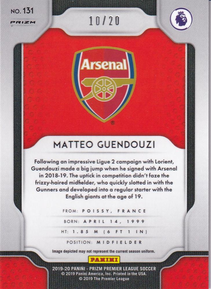 2019-20 Panini Prizm Premier League Arsenal Matteo Guendouzi Base Breakaway Bronze parallel card number 10 of 20