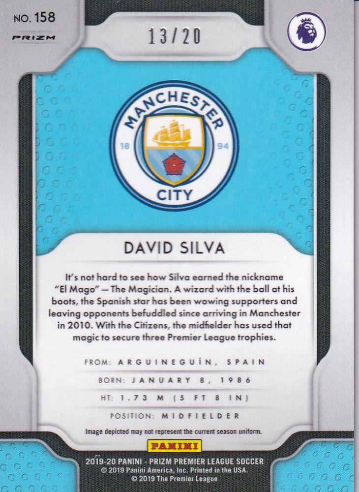 2019-20 Panini Prizm Premier League Manchester City FC David Silva Base Breakaway Bronze Parallel card 13 of 20