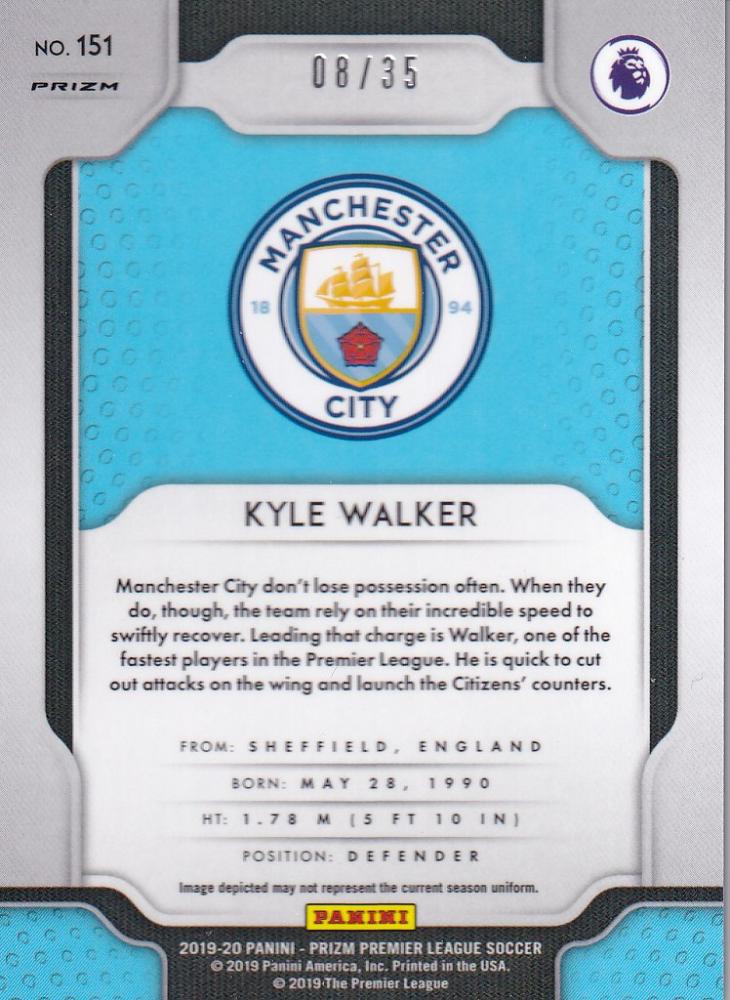 2019-20 Panini Prizm Premier League Kyle Walker Manchester City FC Teal Parallel breakaway card 08 of 35 with minor stain