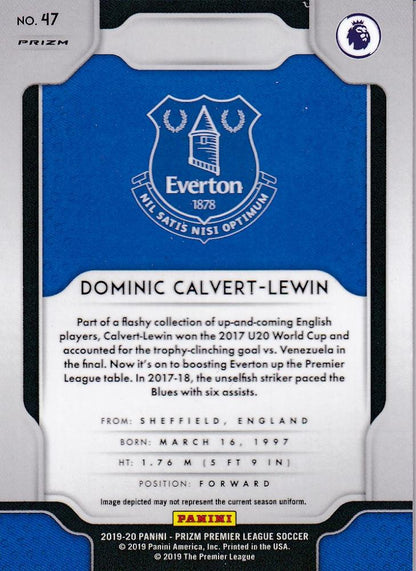 2019-20 Panini Prizm Premier League Everton Dominic Calvert-Lewin Base HyperParallel Version trading card
