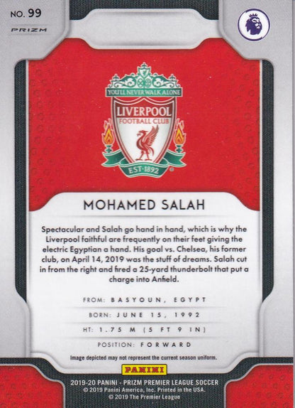 2019-20 Panini Prizm Premier League Liverpool FC Mohamed Salah Base Hyper Parallel trading card
