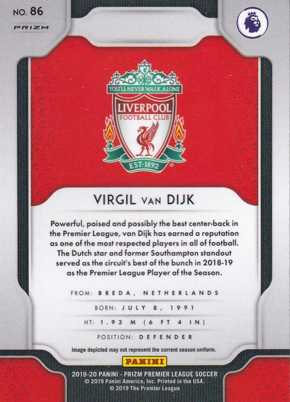 2019-20 Panini Prizm Premier League Liverpool FC Virgil van Dijk Base Silver Parallel trading card