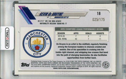 2020-21 Topps Chrome UEFA Kevin De Bruyne Pink Mini-Diamond Parallel card serial 025 of 175