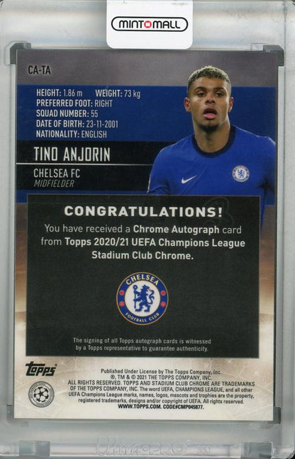 2020-21 Topps Stadium Club Chrome UEFA Champions League Chelsea FC Tino Anjorin Chrome Autographs card