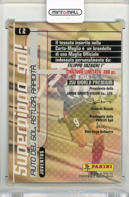 2001 PANINI Calcio Cards Premium Filippo Inzaghi Carta Maglia #C2 *minor stain on back* Juventus