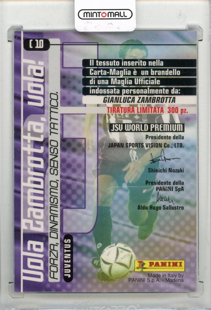 2001 PANINI Calcio Cards Premium Gianluca Zambrotta Card Shirt #C10 Juventus