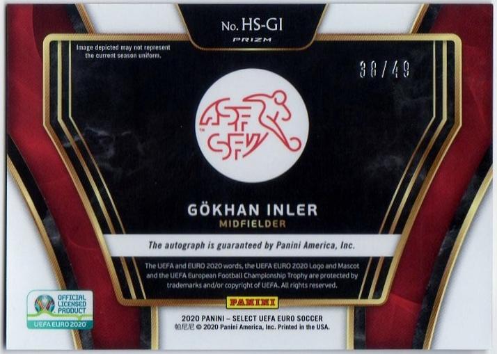 2020 Panini Select UEFA EURO Soccer card of Gokhan Inler autographed serial number 38 out of 49