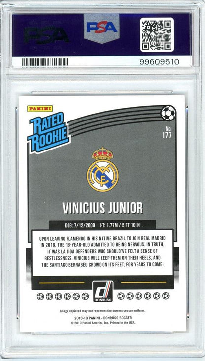 2018-19 Panini Donruss Soccer Vinicius Jr Rated Rookies/Red Press Proof Parallels/#177PSA10 Real Madrid CF