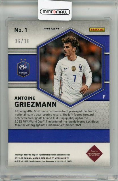 2021-22 PANINI Mosaic FIFA Antoine Griezmann Road to World Cup France Gold Base card serial 6 of 10