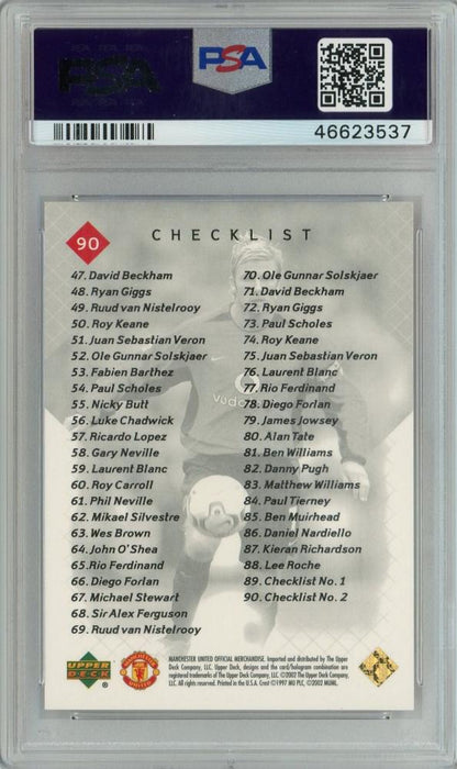 2002 Upper Deck David Beckham Manchester United Red #90 161/500PSA9 Manchester United