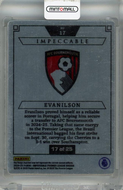2024-25 Panini Impeccable Premier League Evanilson Stainless Stars Ruby #17 ※Grade Difficult 17/25 AFC Bournemouth