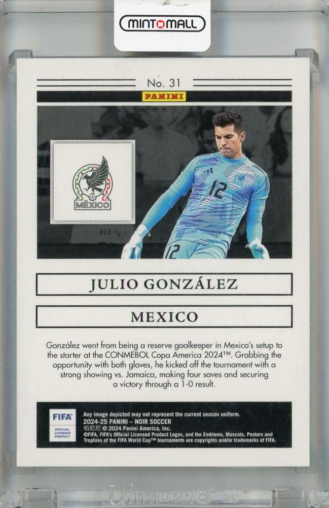 2024-25 Panini Noir FIFA Julio Gonzalez Vertical Holo Silver #31 RC04/49 Mexico
