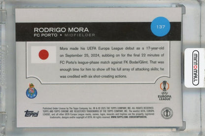 2024-25 Topps UEFA Japan Edition Rodrigo Mora Blue Mojo Refractor #137 RC34/75 FC Porto