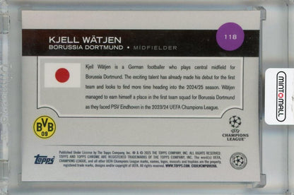 2024-25 Topps UEFA Japan Edition Kjell Watjen Base Chrome Cherry Blossom Refractor Variations #118 RC Borussia Dortmund