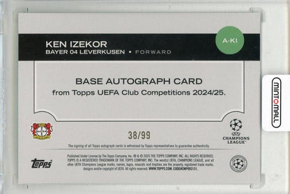 2024-25 TOPPS UEFA Club Competitions Ken Izekor Autographs Green Foilboard #AKI38/99 Bayer 04 Leverkusen