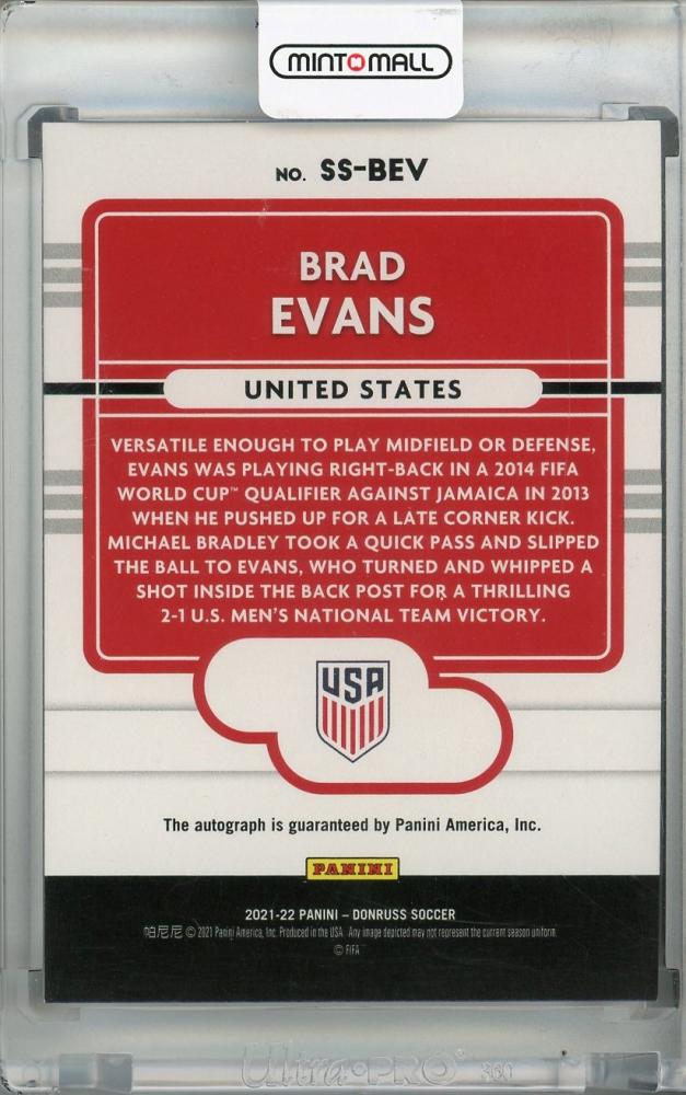 2021-22 Donruss Road to Qatar United States Brad Evans Blue Parallel Soccer Card 21/49