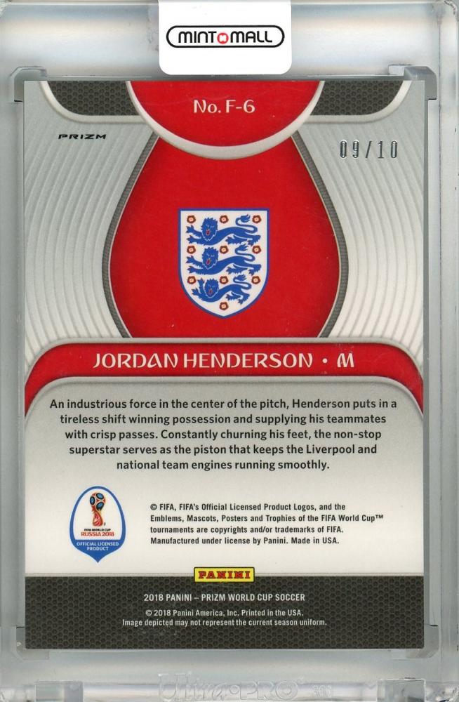 2018 Panini Prizm World Cup Jordan Henderson Fundamentals Gold #6 *minor stain on back 09/10 England