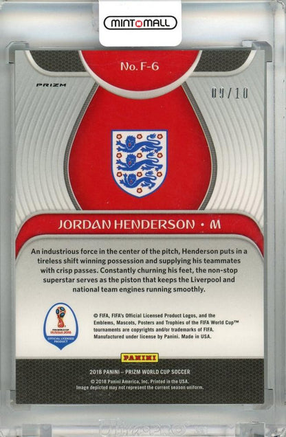2018 Panini Prizm World Cup Jordan Henderson Fundamentals Gold #6 *minor stain on back 09/10 England