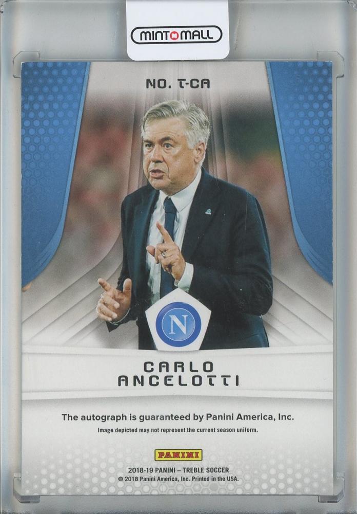 2018-19 Panini Treble Carlo Ancelotti Triumphant Autographs #3 SSC Napoli Note: Surface top-left corner white defect has 01/50