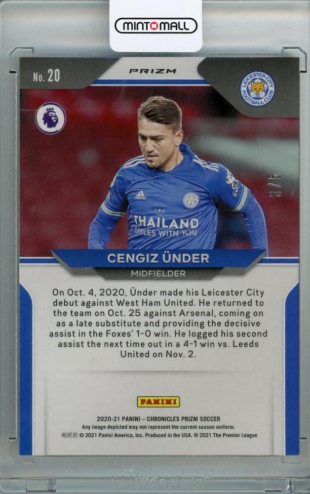 2020-21 Panini Chronicles Leicester City Cengiz Under Prizm Premier League Green parallel card serial 3 of 5