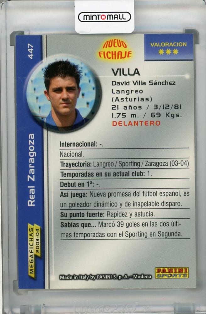 2003-04 Panini Megacracks La Liga Real Zaragoza David Villa Base rookie card #180