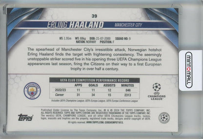 2023-24 Topps Chrome UEFA Club Competitions Erling Haaland Night Vision Ray Wave Refractors #39066/225 Manchester City
