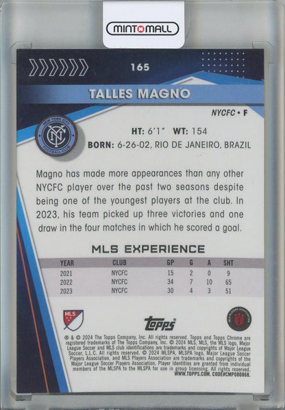 2024 Topps Chrome Sapphire MLS Talles Magno Black Sapphire #1651/10 NYCFC