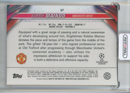 2023-24 Topps Chrome UEFA Club Competitions Kobbie Mainoo Pink Geometric Refractors #57088/250 Manchester United