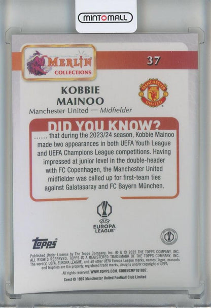2024-25 Topps Merlin UEFA Club Competitions Kobbie Mainoo Mini Diamond Refractor #37 Manchester United