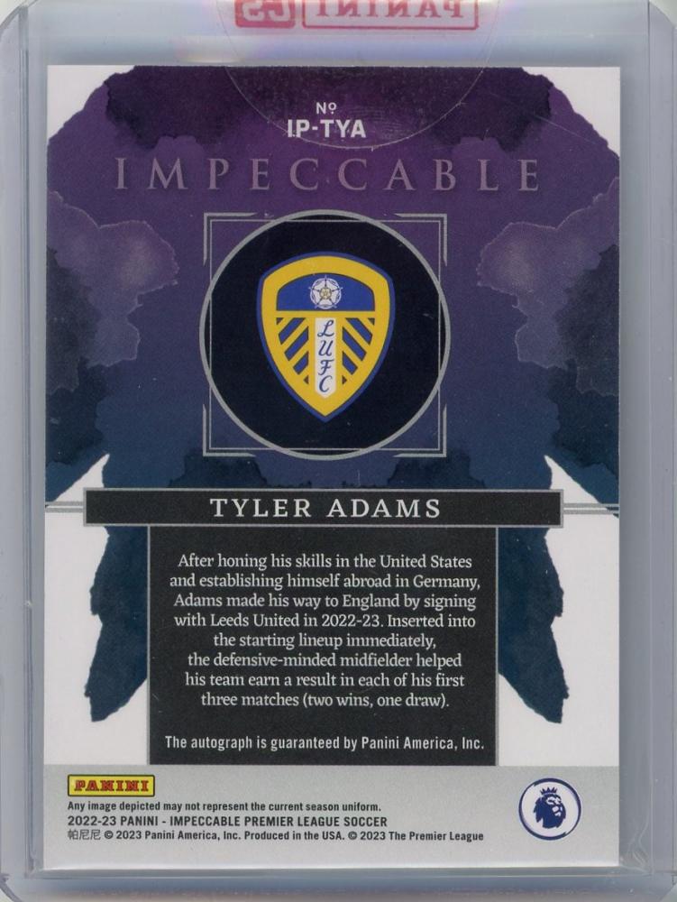 2022-23 PANINI Impeccable English Premier League Impressions Silver Tyler Adams Leeds United 07/49