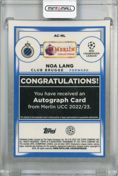 2022-23 Topps Merlin Chrome UEFA Club Competitions Club Brugge Noa Lang Base Autographs