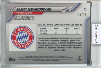 2019-20 Topps Chrome UEFA Champions League Robert Lewandowski Blue Wave Refractors #7363/75 FC Bayern Munchen
